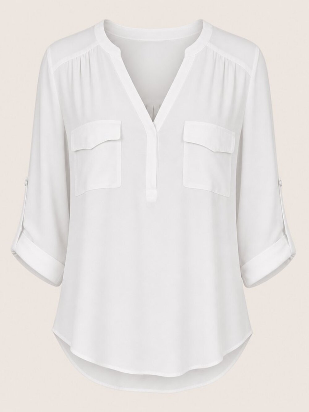 Torrid Harper White Plus Size 2X Roll Tab Sleeve Lightweight Blouse Top